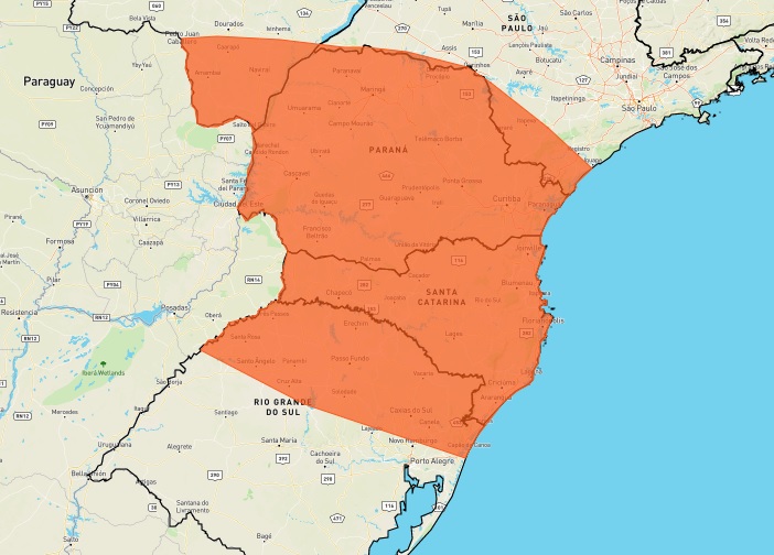 Inmet emite alerta para risco de tempestade no Paraná