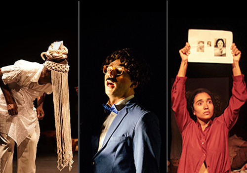 Da esq. para a dir.: 1. Projeto Teatros Negros - Complexo Cultural Funarte MG (crédito: Lorena Zschaber); 2. espetáculo “O Aniversário de Jean Lucca