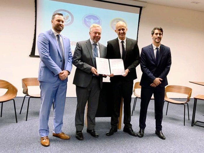 O cônsul-geral dos EUA em São Paulo, David Hodge, o adido da TSA Scott Byers, o superintendente de Infraestrutura Aeroportuária da Agência Nacional de Aviação Civil (ANAC), Giovano Palma, e o diretor de Operações da GRU Airport, Admilson Reis, participara