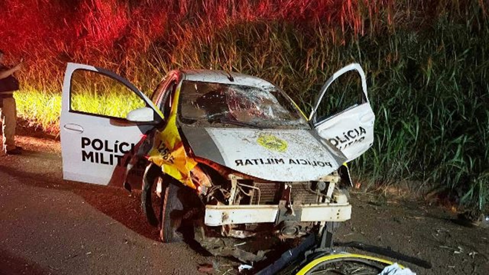 Policial fica ferido após capotar viatura entre Goioerê e Janiópolis