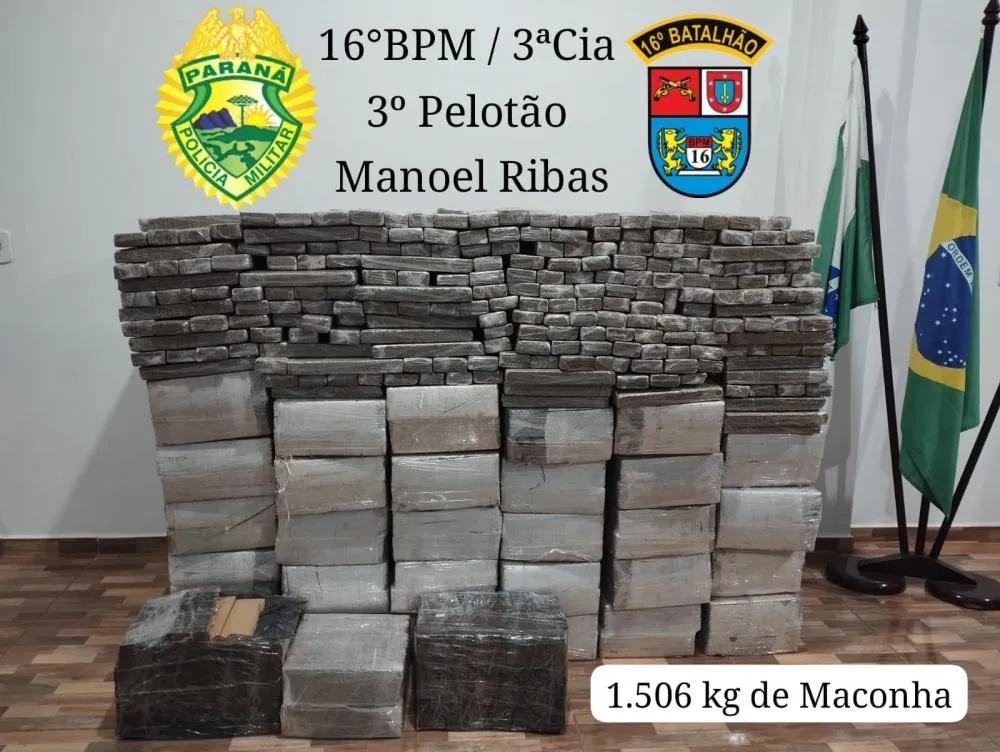 Polícia apreende um tonelada e meia de maconha, em Manoel Ribas